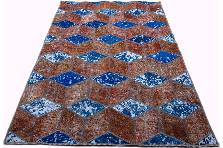 Käsinsolmittu Tilkkumatto Villa/Lanka Moniväri 145x216cm - Monivärinen - Käsintehdyt matot - Patchwork-matto