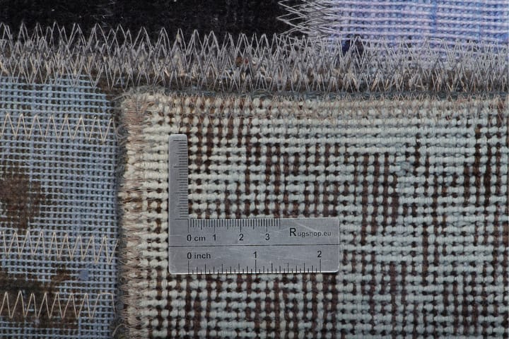 Käsinsolmittu Tilkkumatto Villa/Lanka Moniväri 164x241cm - Monivärinen - Käsintehdyt matot - Patchwork-matto