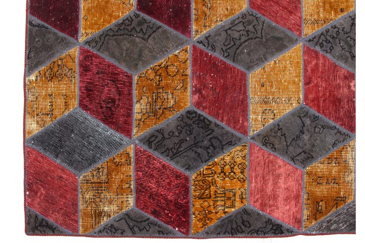 Käsinsolmittu Tilkkumatto Villa/Lanka Moniväri 176x245cm - Monivärinen - Käsintehdyt matot - Patchwork-matto
