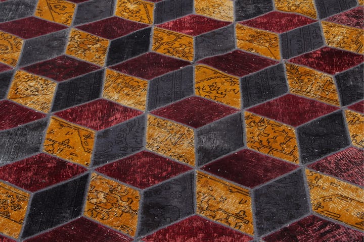 Käsinsolmittu Tilkkumatto Villa/Lanka Moniväri 177x244cm - Monivärinen - Käsintehdyt matot - Patchwork-matto