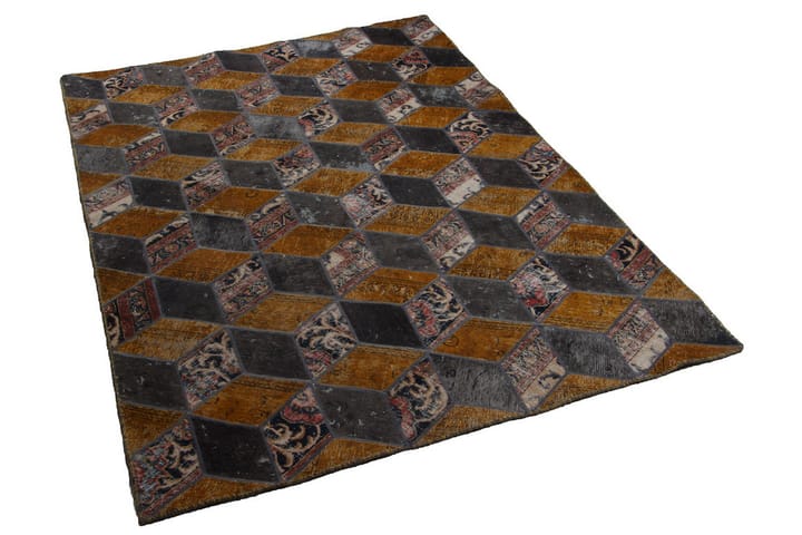 Käsinsolmittu Tilkkumatto Villa/Lanka Moniväri 177x245cm - Monivärinen - Käsintehdyt matot - Patchwork-matto