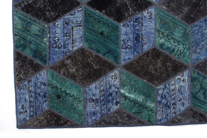 Käsinsolmittu Tilkkumatto Villa/Lanka Moniväri 179x244cm - Monivärinen - Käsintehdyt matot - Patchwork-matto