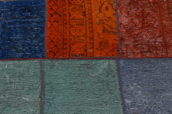 Käsinsolmittu Tilkkumatto Villa/Lanka Moniväri 181x241cm - Monivärinen - Käsintehdyt matot - Patchwork-matto