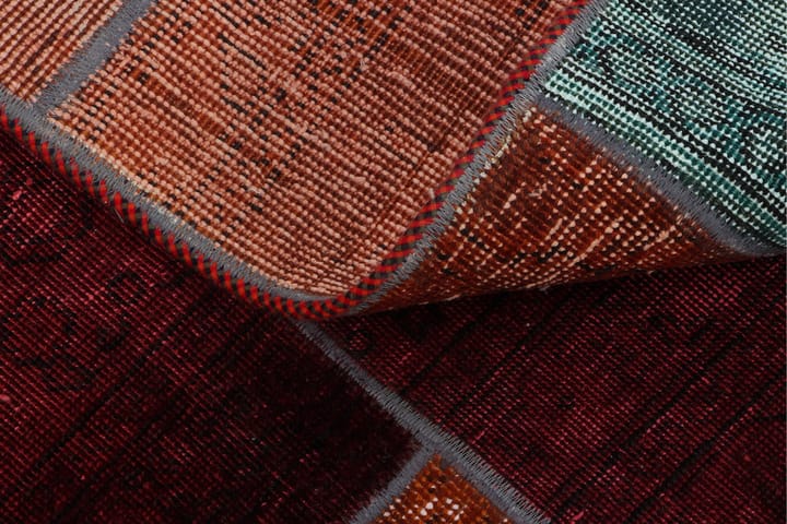 Käsinsolmittu Tilkkumatto Villa/Lanka Moniväri 182x241cm - Monivärinen - Käsintehdyt matot - Patchwork-matto