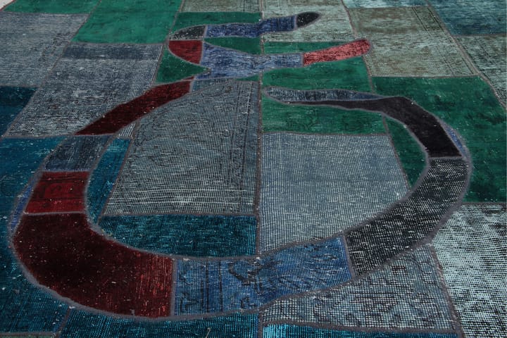 Käsinsolmittu Tilkkumatto Villa/Lanka Moniväri 182x267cm - Monivärinen - Käsintehdyt matot - Patchwork-matto