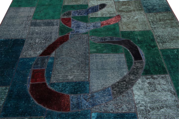 Käsinsolmittu Tilkkumatto Villa/Lanka Moniväri 182x267cm - Monivärinen - Käsintehdyt matot - Patchwork-matto