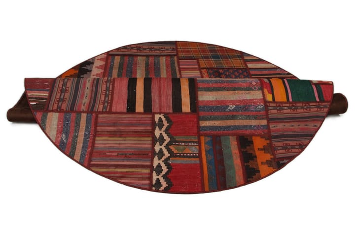 Käsinsolmittu Persialainen matto 200 cm Kelim - Monivärinen - Pyöreät matot - Patchwork-matto