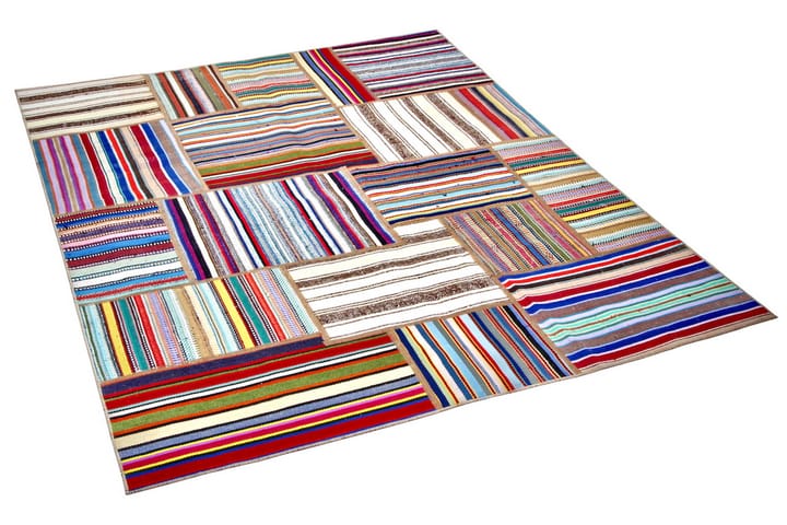 Käsinsolmittu Persialainen Matto Tilkku 155x200 cm - Monivärinen - Patchwork-matto