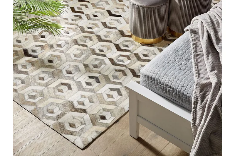 Matto Yenikent 140x200 cm - Nahka / beige / ruskea - Kodintekstiilit & matot - Matto - Itämainen matto - Patchwork-matto