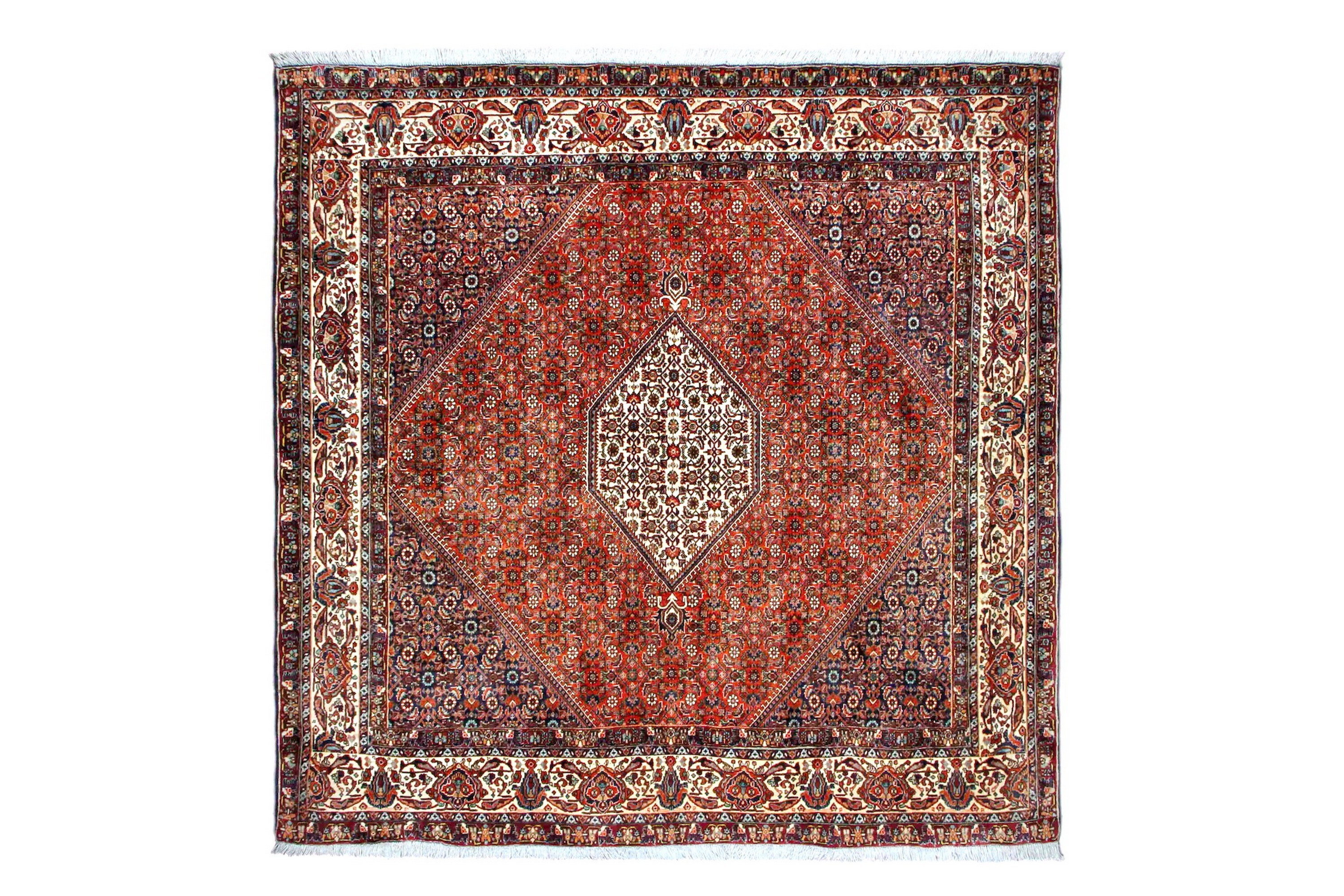 Käsinsolmittu persialainen matto 200x200 cm - Kupari / Beige
