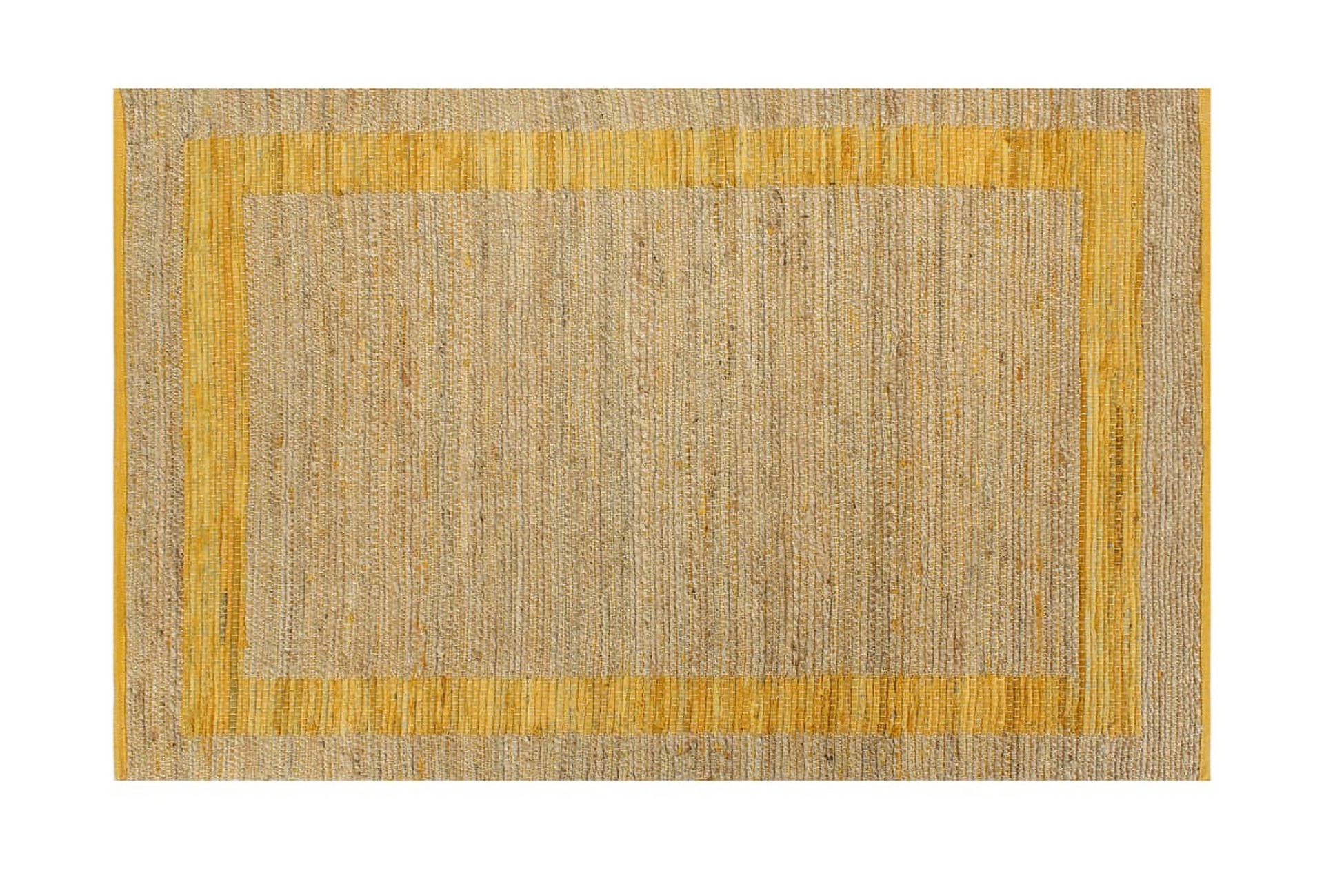 Käsintehty juuttimatto keltainen 160x230 cm - Keltainen - Kodintekstiilit & matot - Matto - Käsintehdyt matot
