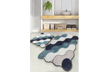 Kylpyhuoneen mattosetti (2 kappaletta) Ympyrä Sininen / Tummansininen / Valkoinen / Beige