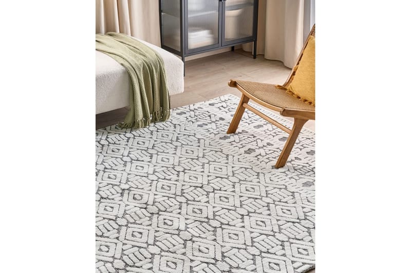 Matto Sibi - Valkoinen, Harmaa, 200x300 cm - Kodintekstiilit & matot - Matto - Tasokudotut matot