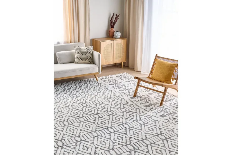 Matto Sibi - Valkoinen, Harmaa, 300x400 cm - Kodintekstiilit & matot - Matto - Tasokudotut matot