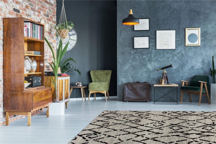 Matto Yorklomnorquay Eaby 120x170 cm Harmaa/Musta - D-Sign - Wilton-matto - Kuviollinen matto & värikäs matto