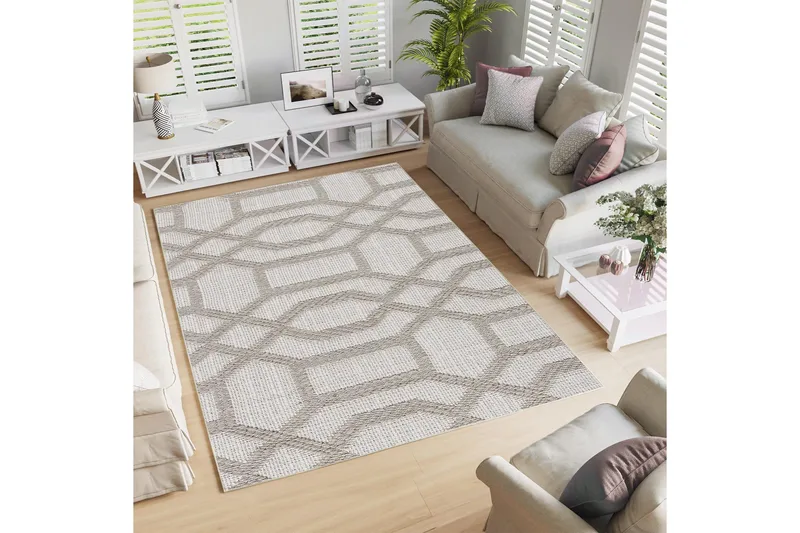 Maltina Puuvillamatto 140x220 cm Suorakaide - Harmaa - Kodintekstiilit & matot - Matto - Moderni matto - Puuvillamatto