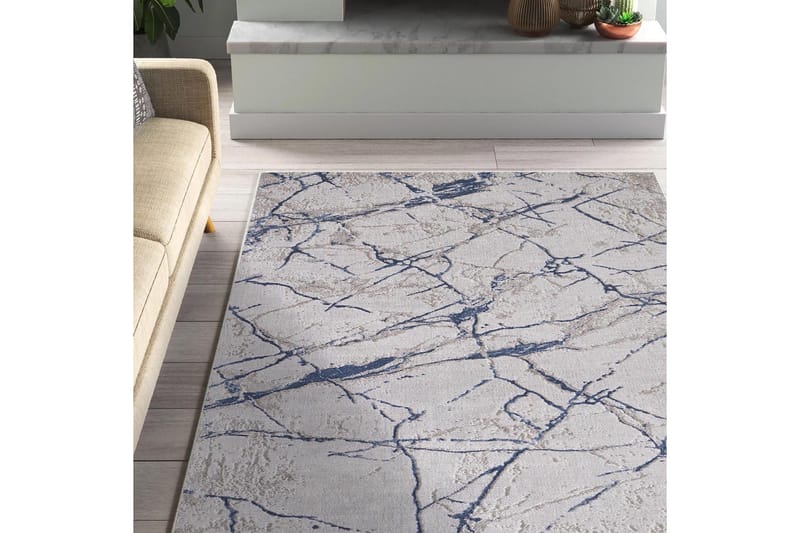 Masahiko Puuvillamatto 100x300 cm Suorakaide, Sininen