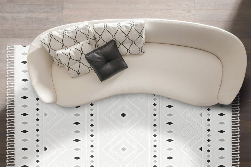 Santorini Wiltonmatto 120x180 cm Suorakaide - Kerma/Harmaa - Kodintekstiilit & matot - Matto - Moderni matto - Wilton-matto