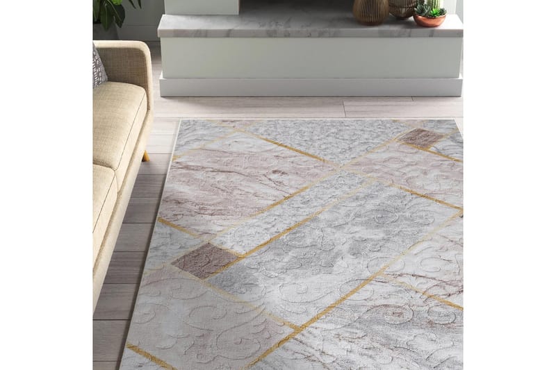 Dina Puuvillamatto 100x300 cm Suorakaide, Valkoinen