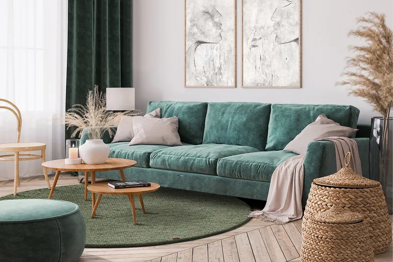 Torekov villamatto pyöreä 240 cm - Vihreä - Kodintekstiilit & matot - Matto - Moderni matto - Villamatto