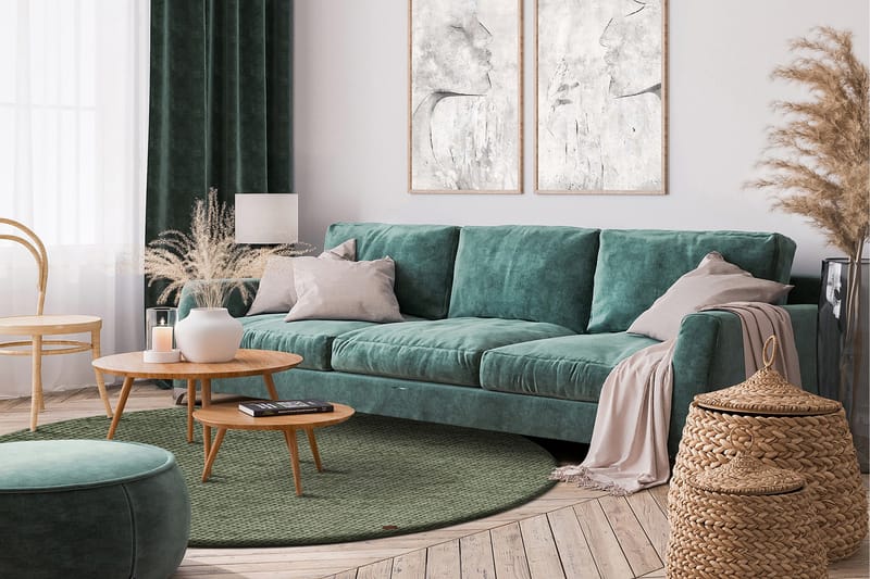 Torekov villamatto pyöreä 200 cm - Vihreä - Kodintekstiilit & matot - Matto - Moderni matto - Villamatto