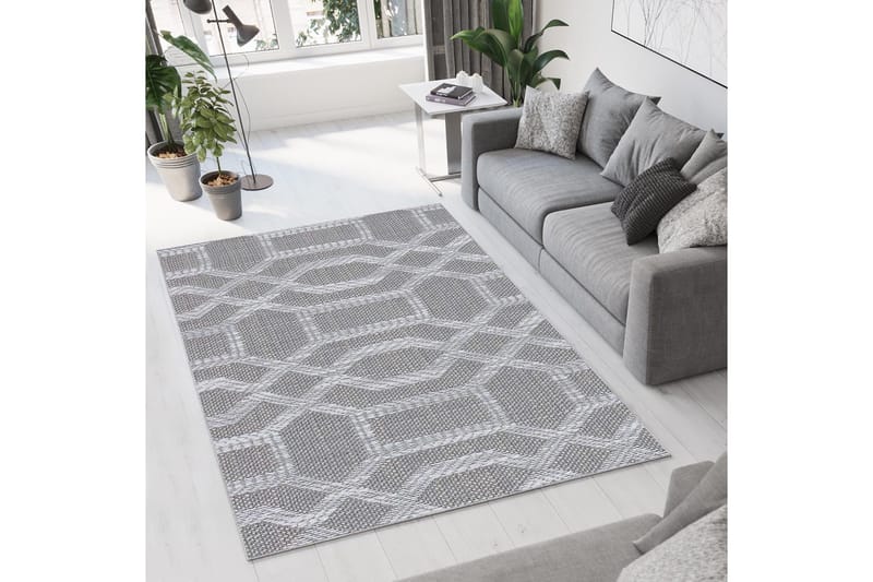 Magma Puuvillamatto 100x300 cm Suorakaide - Harmaa - Kodintekstiilit & matot - Matto - Moderni matto - Puuvillamatto