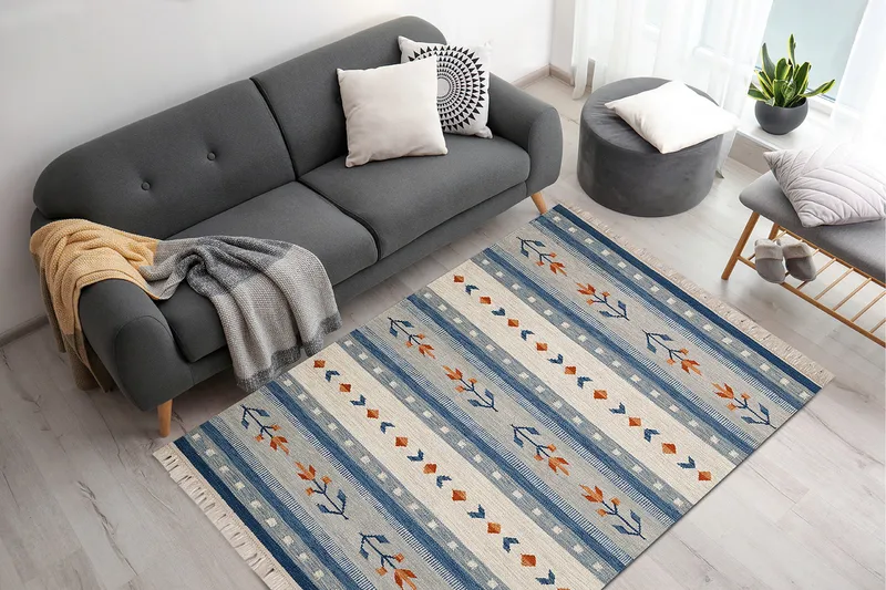 Fagersta Villamatto 140x200 cm - Sininen - Kodintekstiilit & matot - Matto - Moderni matto - Villamatto