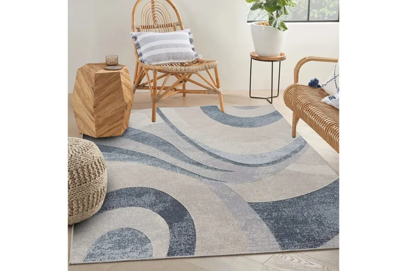 Carolina Puuvillamatto 100x300 cm Suorakaide, Sininen