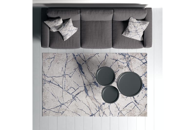 Masahiko Puuvillamatto 100x300 cm Suorakaide - Sininen - Kodintekstiilit & matot - Matto - Moderni matto - Puuvillamatto