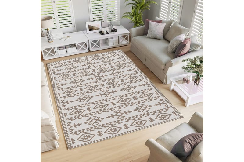 Ennoxeon Puuvillamatto 100x300 cm Suorakaide, Valkoinen