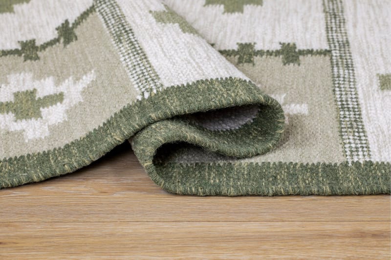 Arvika Villamatto 140x200 cm Suorakaide - Vihreä - Kodintekstiilit & matot - Matto - Moderni matto - Villamatto