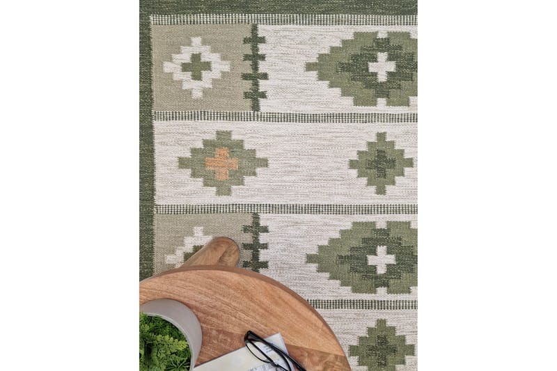 Arvika Villamatto 140x200 cm Suorakaide - Vihreä - Kodintekstiilit & matot - Matto - Moderni matto - Villamatto