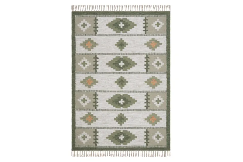 Arvika Villamatto 160x230 cm Suorakaide - Vihreä - Kodintekstiilit & matot - Matto - Moderni matto - Villamatto