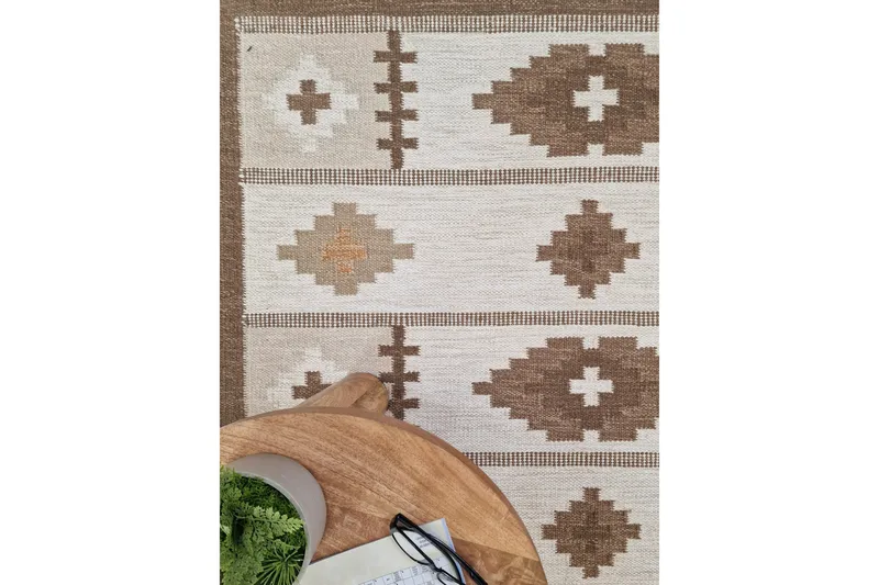 Arvika Villamatto 200x300 cm Suorakaide - Beige - Kodintekstiilit & matot - Matto - Moderni matto - Villamatto