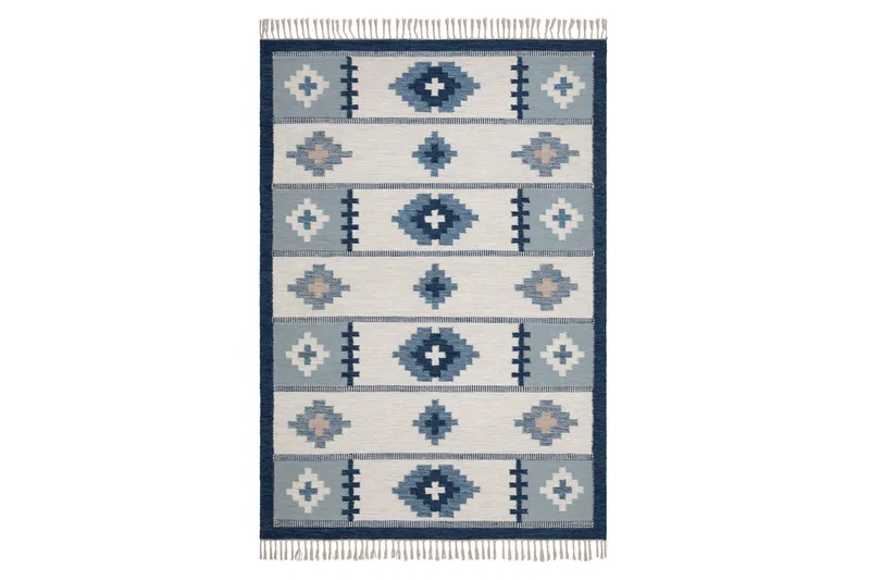 Arvika Villamatto 200x300 cm Suorakaide - Sininen - Kodintekstiilit & matot - Matto - Moderni matto - Villamatto