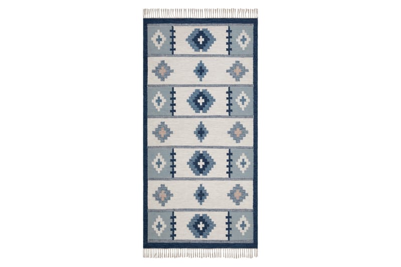 Arvika Villamatto 80x200 cm Suorakaide - Sininen - Kodintekstiilit & matot - Matto - Moderni matto - Villamatto