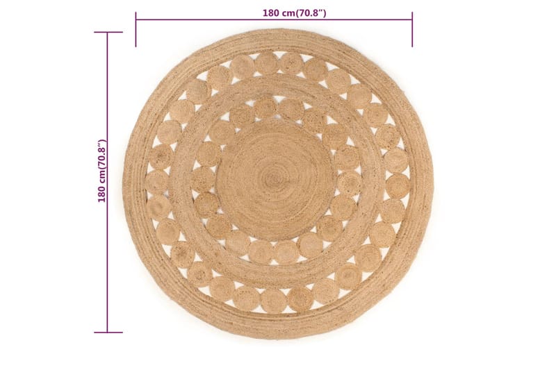 beBasic Juuttimatto punottu malli 180 cm pyöreä - Beige - Kodintekstiilit & matot - Matto - Moderni matto - Juuttimatto & Hamppumatto