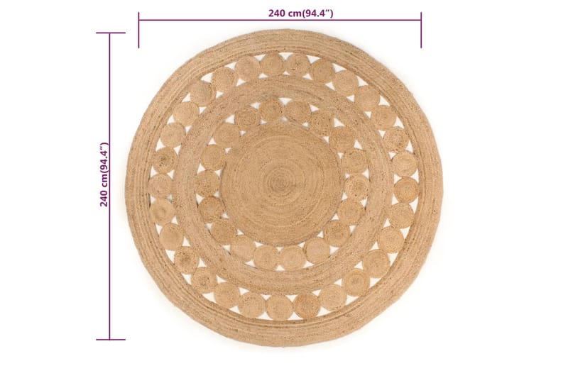 beBasic Juuttimatto punottu malli 240 cm pyöreä - Beige - Kodintekstiilit & matot - Matto - Moderni matto - Juuttimatto & Hamppumatto