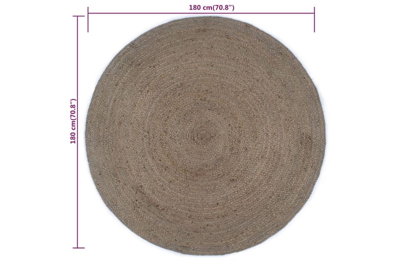 beBasic Käsintehty pyöreä juuttimatto 180 cm harmaa - Harmaa - Kodintekstiilit & matot - Matto - Moderni matto - Juuttimatto & Hamppumatto