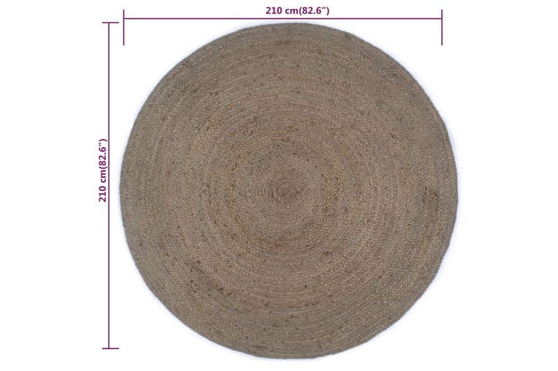beBasic Käsintehty pyöreä juuttimatto 210 cm harmaa - Harmaa - Kodintekstiilit & matot - Matto - Moderni matto - Juuttimatto & Hamppumatto