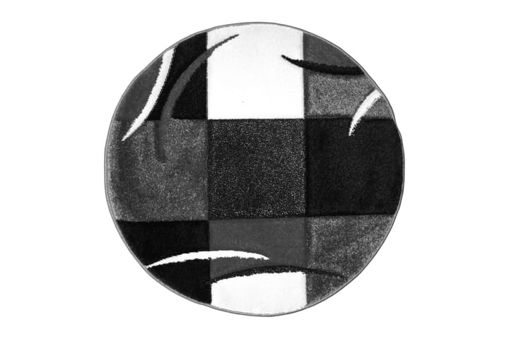 Friezematto London Patch Ø240 cm Musta - Musta - Iso matto
 - Kuviollinen matto & värikäs matto - Pyöreät matot - Wilton-matto