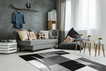 Friezematto London Patch 200x290 cm Musta - Musta - Kodintekstiilit & matot - Matto - Moderni matto - Wilton-matto