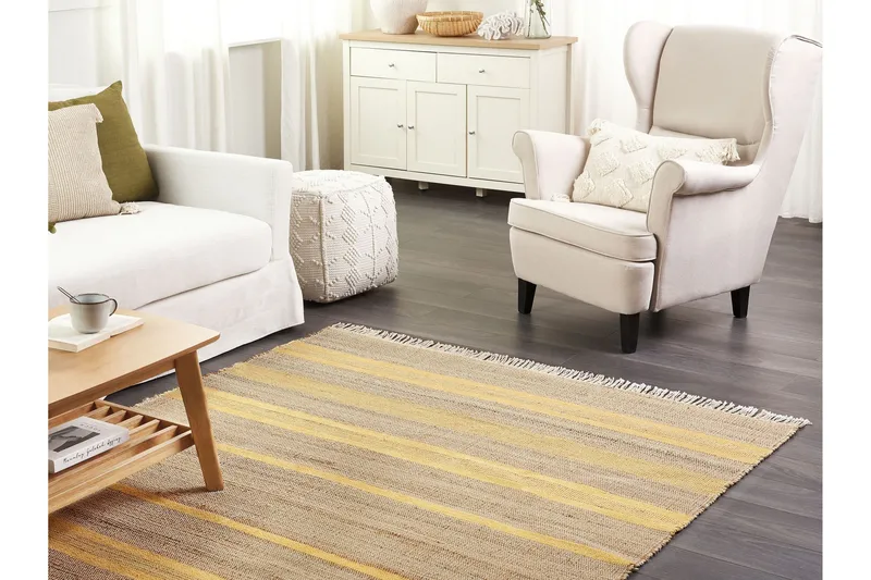 Juuttimatto Talpur 160x230 cm - Keltainen - Kodintekstiilit & matot - Matto - Moderni matto - Juuttimatto & Hamppumatto