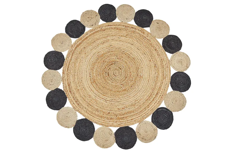 Juuttimatto Vostan 140 cm Pyöreä, Musta