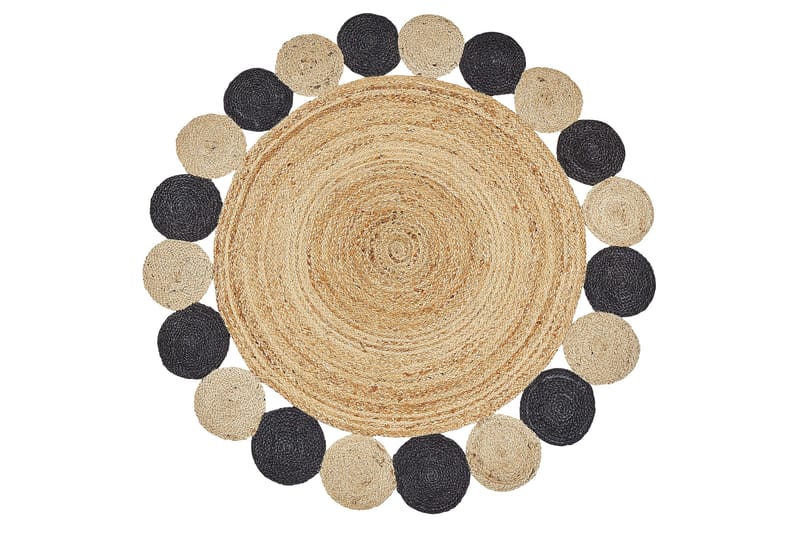 Juuttimatto Vostan 140 cm Pyöreä, Musta