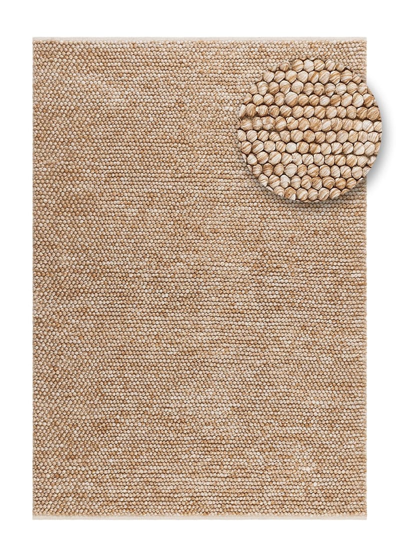 Käsinkudottu matto KM Home Bubble 140x200 cm karamelli - Karamelli - Kodintekstiilit & matot - Matto - Moderni matto - Villamatto