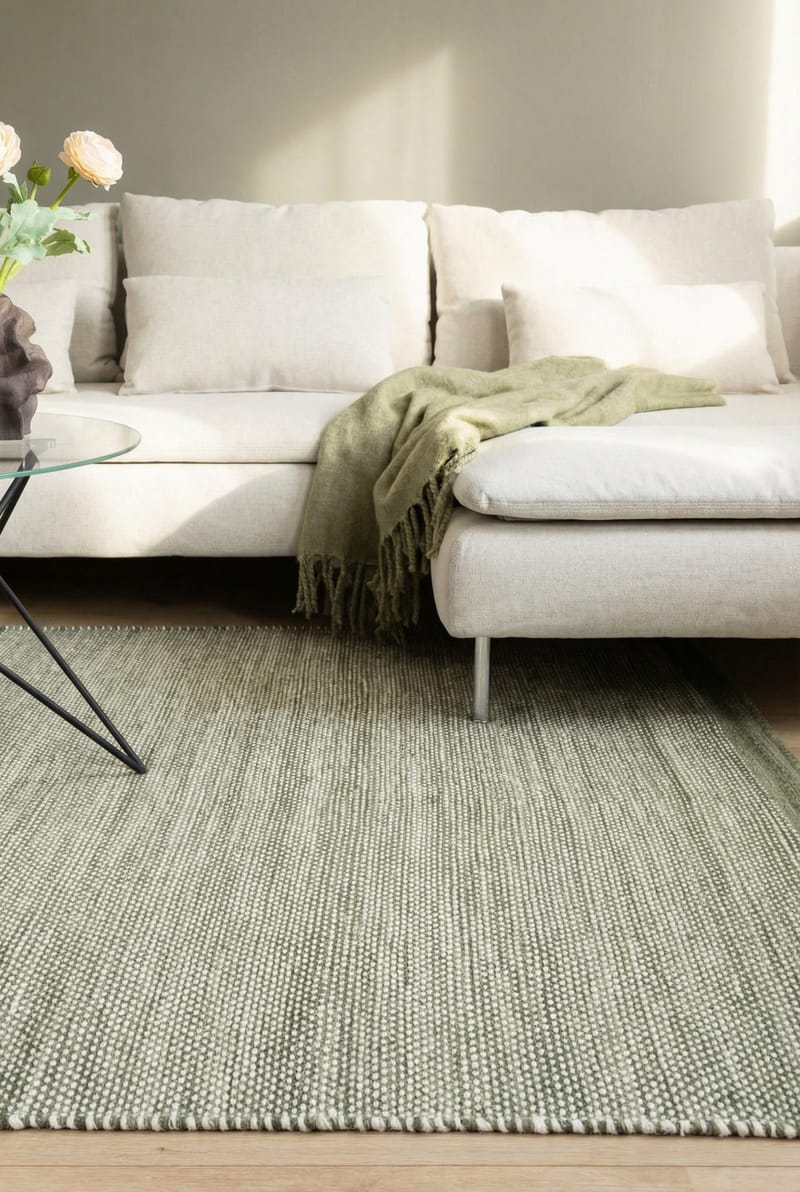 Käsinkudottu matto KM Home Sandhamn 140x200 cm vihreä - vihreä - Kodintekstiilit & matot - Matto - Moderni matto - Villamatto