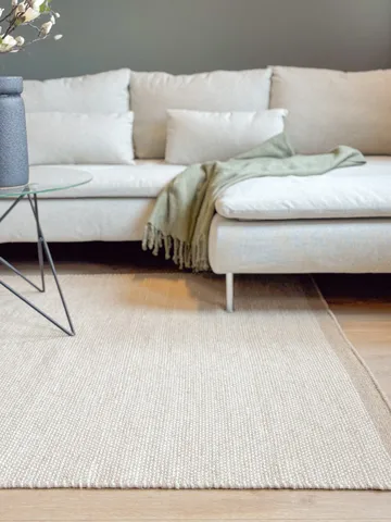 Käsinkudottu matto KM Home Sandhamn neliö 200x200 cm Luonnonvärinen - Luonnonvärinen - Kodintekstiilit & matot - Matto - Moderni matto - Villamatto