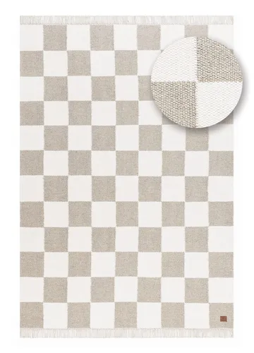 Käsinkudottu matto Nordic Check 140x200 cm - Harmaa - Kodintekstiilit & matot - Matto - Moderni matto - Villamatto