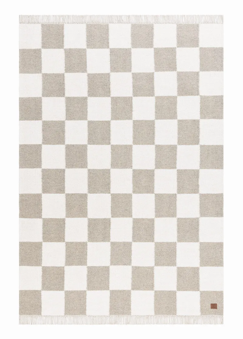 Käsinkudottu matto Nordic Check 140x200 cm, Harmaa